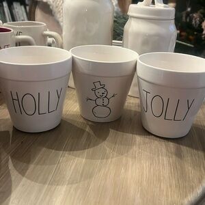 Rae Dunn Christmas planter holly jolly snowman